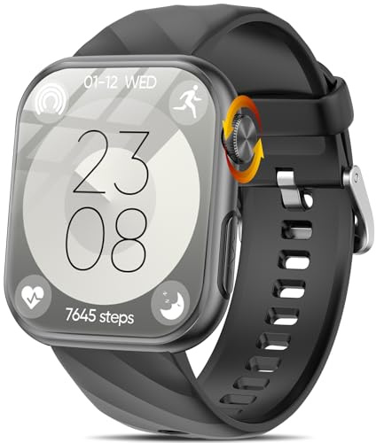 Marsyu Montre Connectée 𝐄𝐂𝐆/Acide Urique/BMI Hommes Femmes,1.97 AMOLED Montre Intelligente Santé avec Fonction Téléphone,Fréquence Cardiaque,SPO2/Moniteur Sommeil Montre Fitness (Noir Mat)
