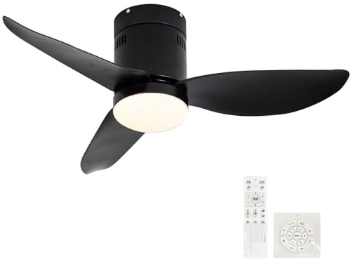 Ventilatore da soffitto ad alta potenza, 72 W, con luce e telecomando, 6 velocità, silenzioso, con timer, per camera da letto e soggiorno, design elegante e ad alta efficienza energetica