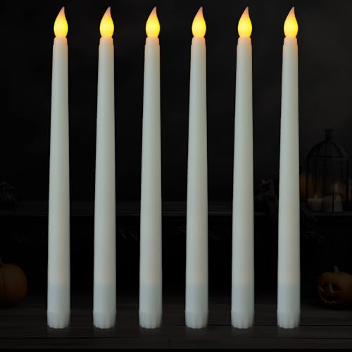 Aihoom Flameless LED Candle Sticks, 6Pcs Led Taper Candles, Battery Operated, Realistic Flickering, Fake Candles for Home, Weddings, Parties, Valentine's Day Decor, White (Without Remote Control)