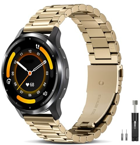 Wizvv 18 mm metallarmband kompatibla med Garmin Venu 3S/2S armband, rostfritt stål metall klockarmband för Vivoactive 4S/Forerunner 265S män kvinnor, 135 mm bis 205 mm