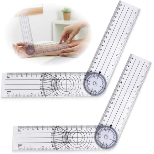 2 Stück 360° Winkelmesser aus PVC, Transparenter Gelenkmesser für Schule, Physiotherapie, Heimarbeit, Sporttherapie, Ärzte und Studenten