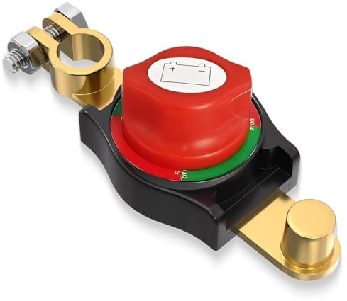 THQAE Desconectador de Bateria,Ajustable 360° Interruptor de Batería ON-OFF,Aislador de Batería Interruptor de Apagado,para Coche, Camión, Moto, Caravana, Barco