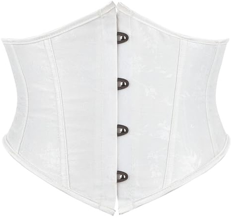 Generisch Corsé para mujer, elegante, cuello en V, corsé vintage, lencería sexy y cómoda, corsé suave, ligero, danza, elegante corsé, Blanco., S