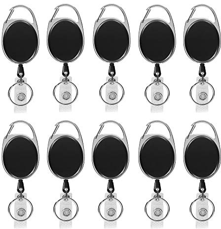 YMAI Schlüsselanhänger ausziehbar 10er Pack Schlüssel Jojo Ausweishalter | Metallclip & Befestigung für Karten/Transponder, für Büro, Pflege, Security, Veranstaltungen & Arbeitsalltag