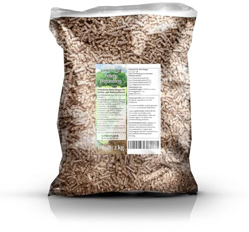 GREEN24 Premium Naturdünger Pellets 2 kg Pferdedung Organischer NPK-Dünger - Geruchsarm Langzeitdünger 6 Monate Wirkung - Bio Gartendünger für Gemüse Obst Rosen Balkonpflanzen - Made in Germany