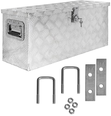 Trucky Truckbox aus Aluminium, Modell D055, 73 x 23,5 x 32 cm, Abschließbar, Robustes Riffelblech, inklusive Montagesatz, Für Werkstatt, Hobby, Auto