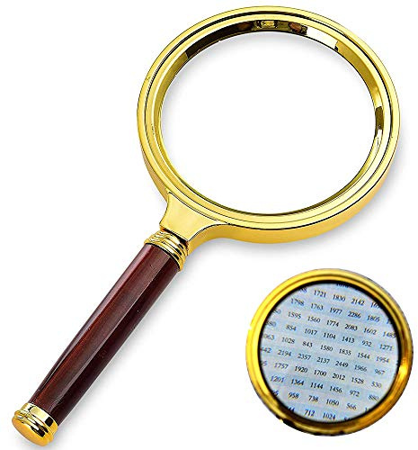 Lupe mit 10 fach für Schmuck Senioren, Handlupe (Leselupe) 80mm Ø mit 10 Facher Vergrößerungsglas für Lesen, Inspektion, Briefmarken, Antiquitäten, Objektiv Schmuck Lupe (Lupe mit 10 fach)