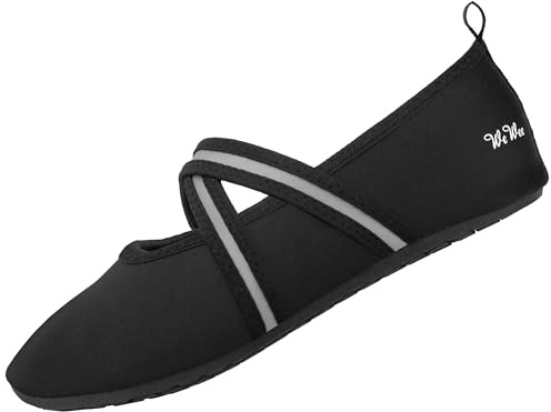 WeWee The Healthy All-Round Barefoot Shoes Women - Versatile Minimal Shoes, Water Shoes, Ballet Flats, Grey Cross, 5/6 UK
