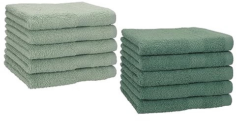 Betz 10 Stück Gästehandtücher Premium 100% Baumwolle Gästetuch Set 30x50 cm heugrün und tannengrün