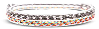 2x bracelet de cheville set pour hommes et femmes - boho hippie - accessoires de plage et de festival - fabriqués à la main - 100% coton écologique, imperméable et ajustable (Marron & Retro)