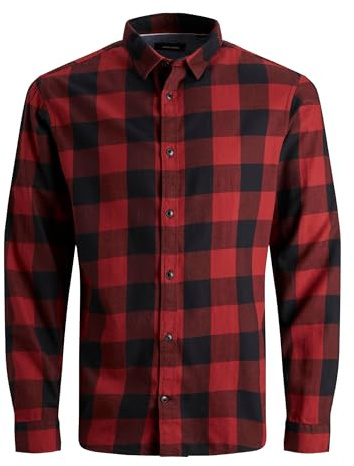 JACK & JONES Herren Hemd Jjegingham Twill Shirt L/S Noos, Rot (Brick Red/Slim Fit), M