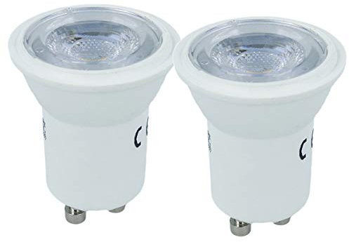 LEDLUX 2 piezas Bombillas LED Mini GU10 Diámetro pequeño 35 mm 2 W Ángulo 38 grados Satinado 5 años de garantía (4000K)