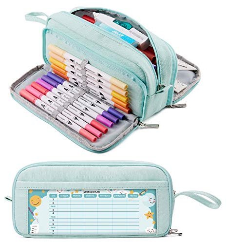 KALIDI Federmäppchen mit 3 Fächer Große Kapazität Mäppchen Federtasche Stiftetasche Pencil Case Bleistifttasche für Schule & Büro