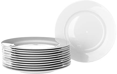 Set de 12 platos postre blancos de porcelana de Ø 19 cm - LOLAhome