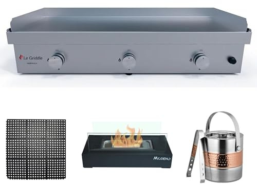 Le Griddle | 3 Burners Outdoor 304 Stainless Steel 41 inch Griddle | Natural Gas | 21,000 Btu's | outdoor Clothing Cover Included