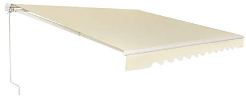 GOPLUS Gelenkarmmarkise, Sonnenschutz Markise, Balkonmarkise, Einziehbar mit Handkurbel, Sonnenschutz, Anti-UV & Wasserfest, aus Metall & Polyester, mit Einstellbarem Winkel (3x2,5m, Beige)