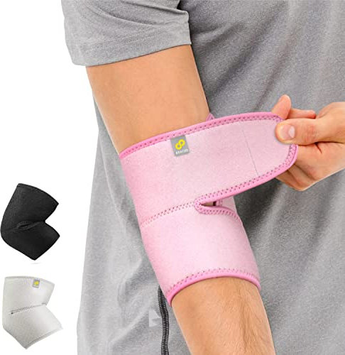 BRACOO ES10 Codera Ajustable para Hombre y Mujer – Alivio para Dolor de Artritis, Hinchazón, Codo Tenista, Codo Golfista, Epicondilitis, Deporte (Rosa)