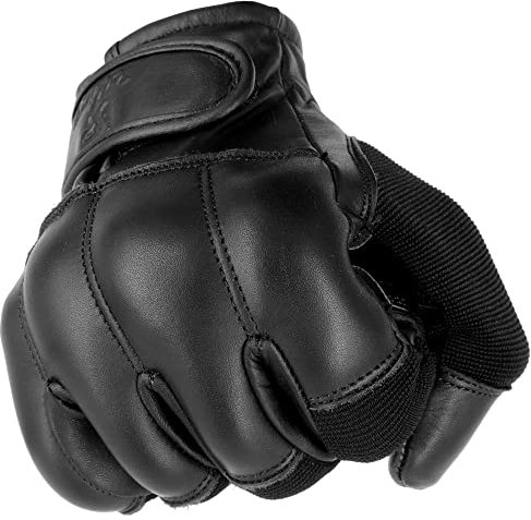 TacFirst Security Quarzhandschuhe H014 360° schnitthemmend, Touchscreen Sommer CoolDuty atmungsaktive Echtleder Quarzsand Einsatzhandschuhe (Schwarz, L)