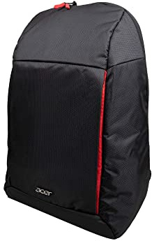 Acer Nitro Sac À Dos, Sac à Dos PC, Sac À Dos Pour Ordinateur Portable 15.6, Sac à Dos de Voyage, Avec Poche Frontale, Matériel Polyester, Léger, 400 gr, Noir/Rouge