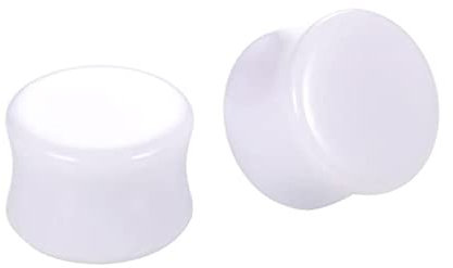 Homxi 2Stück Flesh Plug 18mm,Acryl Tunnel 11/16 inch Ohrstecker Plug Herren Weiß Rund Tunnel Kit Weiß