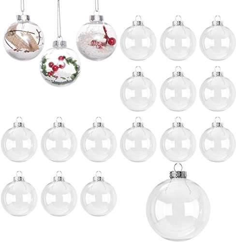 Durchsichtige Kunststoffkugeln,Acryl Kugeln,Teilbar Kunststoffkugeln, Durchsichtige Weihnachtskugein, Befüllbare DIY Christbaumkugeln aus Plastik, zum Befüllen als Christbaumschmuck (16 pcs)