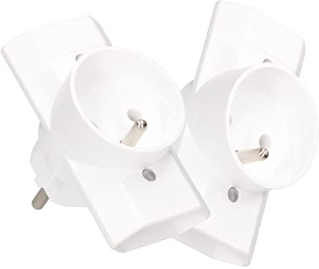 KOTARBAU® Jeu de 2 Prises Multiples, Blanc, fiche Triple avec Mise à la Terre, Deux Prises Plates et Une Ronde