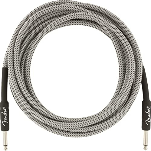 Fender 15-Foot Professional Tweed Instrument Cable, Straight-Straight, White - 1 Pack