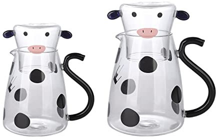 2PCS Glass Kettle,Stainless Steel Kettle, Cold Kettle Glass, Ice Tea Kettle,Homemade Drink Glass Kettle, Thick Glass Kettle for Family