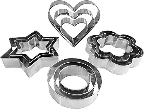 ONE BEST DEAL 12 Pcs Cookie Cutters Set Stainless Steel Mini Cookie Cutter Shapes Set Mould for Making Different Shapes of Cookie, Muffins and Biscuits