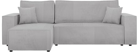 Mirjan24 Ecksofa Kobaro Cord Sofa Eckcouch Couch mit Schlaffunktion und Bettkasten Ottomane Universal, L-Form Couch Schlafsofa Bettsofa Farbauswahl (Poso 110)