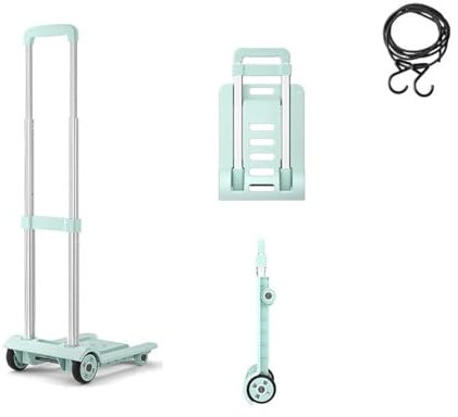 Carro de mano plegable, carrito de saco, camión de aluminio, 60 kg, resistente, de construcción sólida, de 4 ruedas, compacto y ligero para equipaje, mudanzas y uso en la oficina, carrito plegable