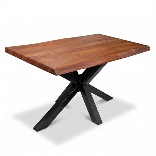 SAM Esstisch Cali 160x85 cm Akazie nussbaum Spider-Gestell schwarz | Baumkantentisch massiv, Akazienholz nussbaumfarben, Esszimmertisch, Industrial-Design