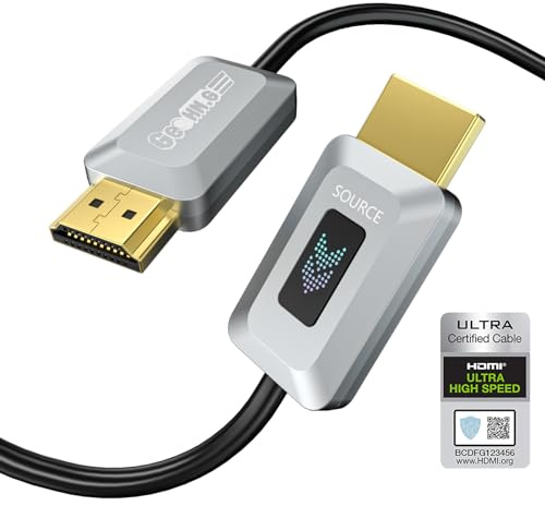 GeoHN.G 8K HDMI Glasfaserkabel 5M, Zertifiziertes 48Gbps High-Speed HDMI 2.1 Kabel, Unterstützt 8K@60Hz, 4K@120Hz/144Hz eARC Dolby HDCP 2.2&2.3 HDR10 RTX 3080, Kompatibel mit PS5/TV/Xbox Series X/PC