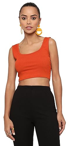 AVANOVA Camiseta corta sin mangas acanalada con cuello barco para mujer y niña