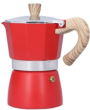 150ML Kaffeekanne, Stovetop Moka Maker Kaffeemaschine Wasserkocher für Herd Elektrothermischen Ofen (Rot)