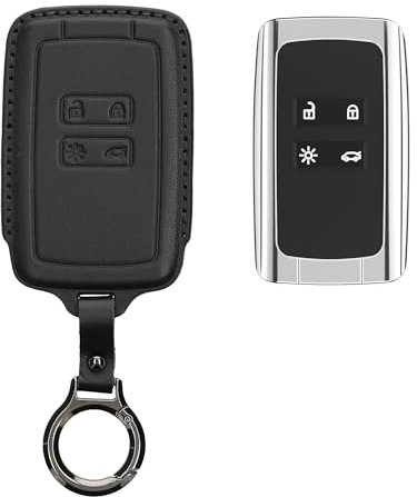 kwmobile Premium Leder Autoschlüssel Schutzhülle kompatibel mit Renault 4-Tasten Smartkey Autoschlüssel (nur Keyless Go) Hülle - Schlüssel Tasche - Schwarz