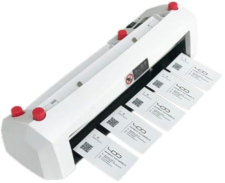 Generic Visitenkarten-Schneidemaschine – Elektrischer Büro-Papierschneider mit 9 Klingensätzen, automatische Induktion, verstellbare Position 1–18 mm, vorwärts/rückwärts Design, keine Grate