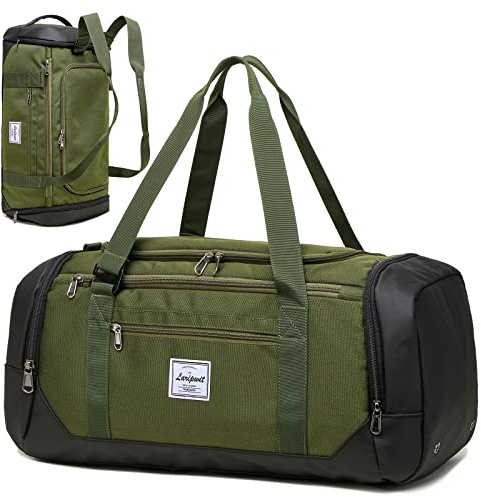Laripwit Borsone da Viaggio da Uomo Donna 40L Medio Borsa Palestra Sportivo con Porta Scarpe Week-end Pernottamento per Viaggi, Campeggio - Sport Duffel Bag, Verde
