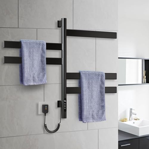 ZOYI 180-Grad-Drehung Handtuchhalter heizkörper, Handtuchtrockner elektrisch, Handtuchwärmer Elektrisch, elektrischer handtuchheizkörper, 220V, 150W (Schwarz)