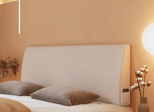 MGEMJMJ Großes Baumwoll-leinen-kopfteil, Bett-rückenlehnenkissen, Gefüllt Mit Weichem Keilkissen, Wandkissen, Positionierungsunterstützung, Lesekissen(Size:Paste 35.4/90cm,Color:Beige)
