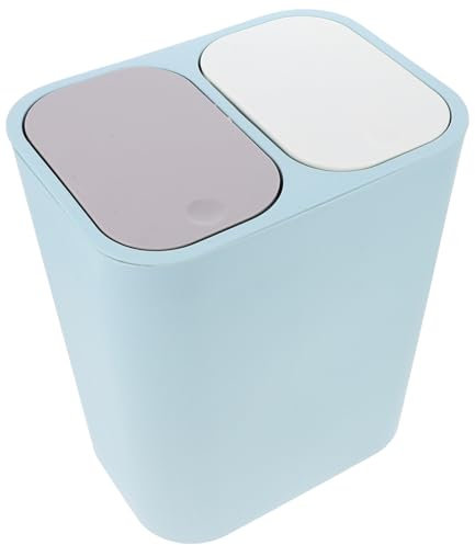 PRETYZOOM Double Poubelle 15L Poubelle De Cuisine En Plastique Double Compartiment Classée De Recyclage