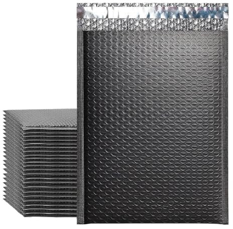 Versandtaschen 50 Packungen Luftpolstertaschen, schwarze Verpackungsbeutel for Werbegeschenke, Umschläge, Schmuckpakete, Druckverschlussbeutel, Anti-Extrusion, wasserdicht LuftpolsterumschläGe(50Pcs B