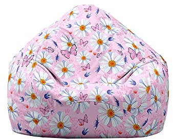 DOTBUY-SHOP Sitzsack Bezug (Ohne Füllstoff), Comfort Sitzsack Kinder Erwachsene, Waschbar Bean Bag Gaming Sitzsäcke, Gänseblümchen Druck Bean Bag Chair für Indoor Outdoor (Rosa,XL)