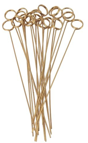 50Pcs Gold Metal Wire Card Holder, 6in Photo Memo Clips, Reusable Floral Picks Clips for Wedding Party Birthday Cake, Place Card Holder for Flower Arrangement (Round)