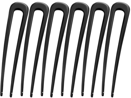 Rimoev 6 Pcs French Hair Pins, 3.9 Inch Metal U Shaped Hair Pins for Women and Girls, Vintage Black for Buns, Long and Thick Hair