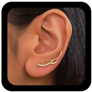 Aneneiceera Boucles D'oreilles Boho Cristal Grimpeur Boucles D'oreilles Strass Chenille Boucles D'oreilles Clou Cristal Vintage Boucles D'oreilles Grimpantes Cz Bijoux Pour Femmes (doré B)