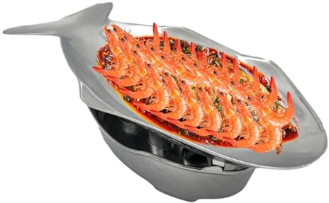 Bandeja de comida para peces de diseño – Bandeja tailandesa de aluminio, bandeja de servicio de alimentos | Platos de servir prácticos para olla de cocina, platos de comedor elegantes y fáciles de