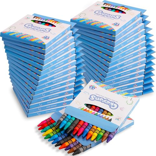 Tczecoo 30 Boxen Wachsmalstifte, 12 Farben Malstifte, Bulk Crayons Wachsmalblöcke, Mitgebsel für Klassenzimmer Restaurants Schule Supplies