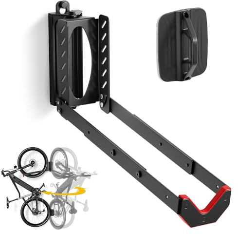 Schwenkbare Fahrrad Wandhalterung, Fahrradaufhängung mit Klappbarem Arm, Fahrradträger Vertikaler Bike Wall Mount, 3-Ebene Verstellbare Länge, Drehbar 60°, Ideal für Garagen Oder Fahrradgeschäfte