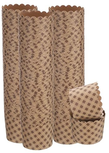 QUARKZMAN 150Pcs Moldes de Papel para Hornear 6oz de Papel Kraft Marrón Forros para Muffins Cupcakes a Granel Desechables a Prueba de Grasa para Bodas Cumpleaños Graduación, Cuadros